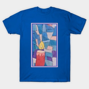 Burning Candle on Smalt Background T-Shirt